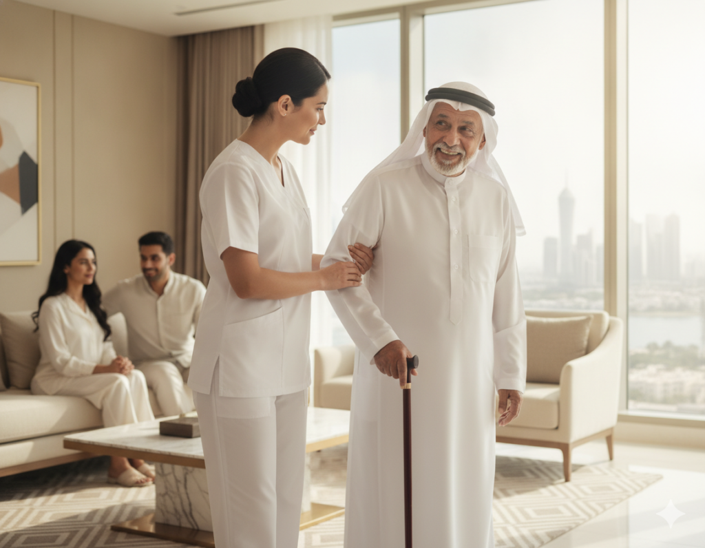 Caregiver in Qatar for Aging Parents Almhd